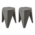 Artiss Bar Stools x2 Puzzle Grey Plastic Foot Stool