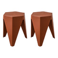 Artiss 2x Bar Stools Red Plastic Puzzle Footrest