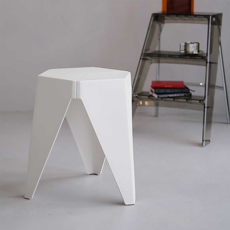 Artiss Bar Stools x2 White Plastic Puzzle Foot Stool Kitchen