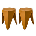 Artiss 2x Bar Stools Yellow Plastic Kitchen Dining Chair Puzzle Foot