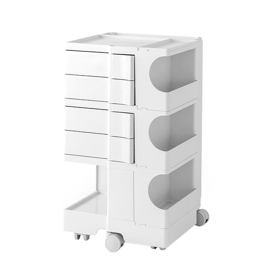 Artiss 5 Tier Storage Trolley Cart Bedside Table White