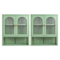 Artiss Buffet Cabinet Sideboards X2 Wall Mounted Fluted Display Storage Green