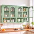 Artiss Buffet Cabinet Sideboards X2 Wall Mounted Fluted Display Storage Green
