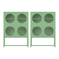 Artiss 2x Buffet Sideboard Cabinet ELLA Cupboard Storage Glass Doors Metal Green
