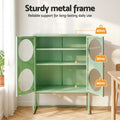Artiss 2x Buffet Sideboard Cabinet ELLA Cupboard Storage Glass Doors Metal Green