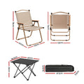 Weisshorn 3pc Camping Table Chair Set Folding Aluminium Outdoor Picnic