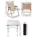 Weisshorn 3pc Camping Table Chair Set Folding Aluminium Portable