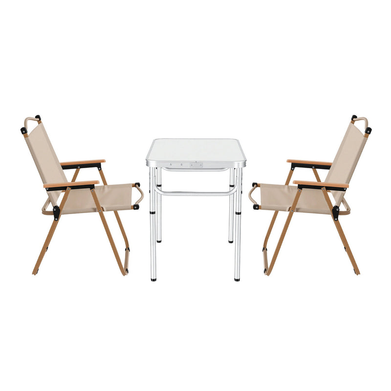 Weisshorn 3pc Camping Table Chair Set Folding Aluminium Portable