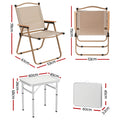 Weisshorn 3pc Camping Table Chair Set Folding Aluminium Portable