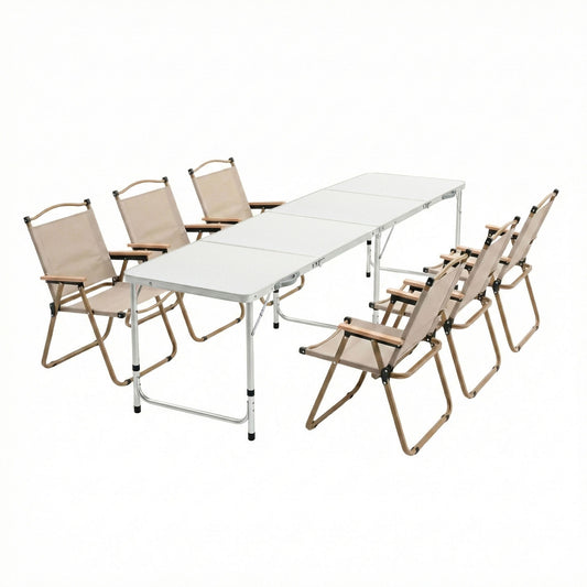 Weisshorn 7pc Camping Table Chair Set Folding Aluminium Portable