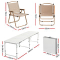 Weisshorn 7pc Camping Table Chair Set Folding Aluminium Portable