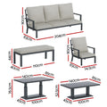 Gardeon 7-Seater Outdoor Aluminium Sofa Furniture Set Table Chairs