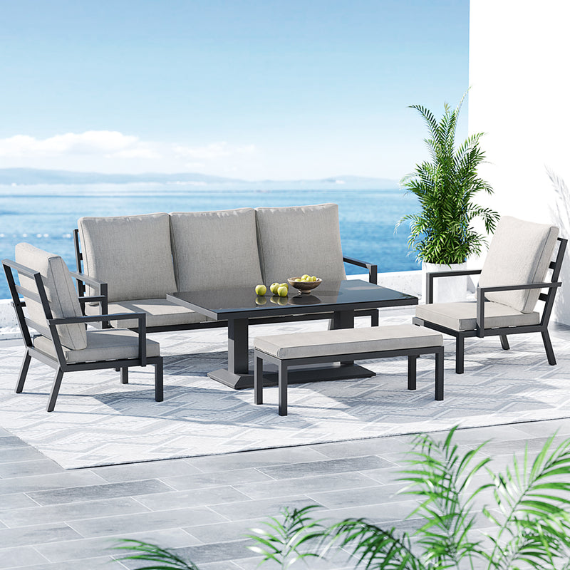 Gardeon 7-Seater Outdoor Aluminium Sofa Furniture Set Table Chairs