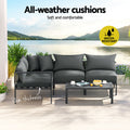 Gardeon 4 Seater Outdoor Sofa Set Aluminium Patio Furniture Charcoal