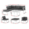 Gardeon 6PCE Outdoor Sofa Set Aluminium Patio Furniture Lounge
