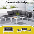 Gardeon 6PCE Outdoor Sofa Set Aluminium Patio Furniture Lounge