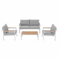 Gardeon 4-Piece Outdoor Sofa Set Aluminum Frame table and Chairs White