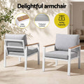 Gardeon 4-Piece Outdoor Sofa Set Aluminum Frame table and Chairs White