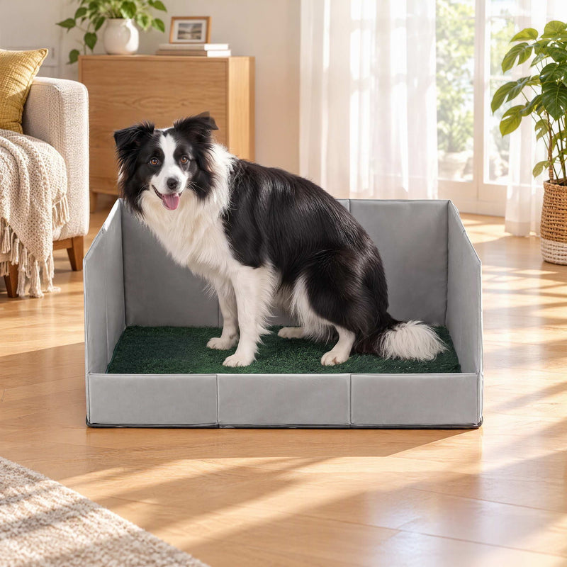 Prime Turf Foldable Dog Grass Potty Pad High Wall Tray for Apartment Balcony RV travel L