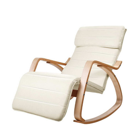 Artiss Rocking Armchair Footrest Beige Nursing Chair