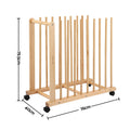 Artiss Art Drying & Storage Rack with Caster Wheels, Solid Wood Adjustable Slots Rack for Drawing Boards, Panels, Paintings, Artworks Display