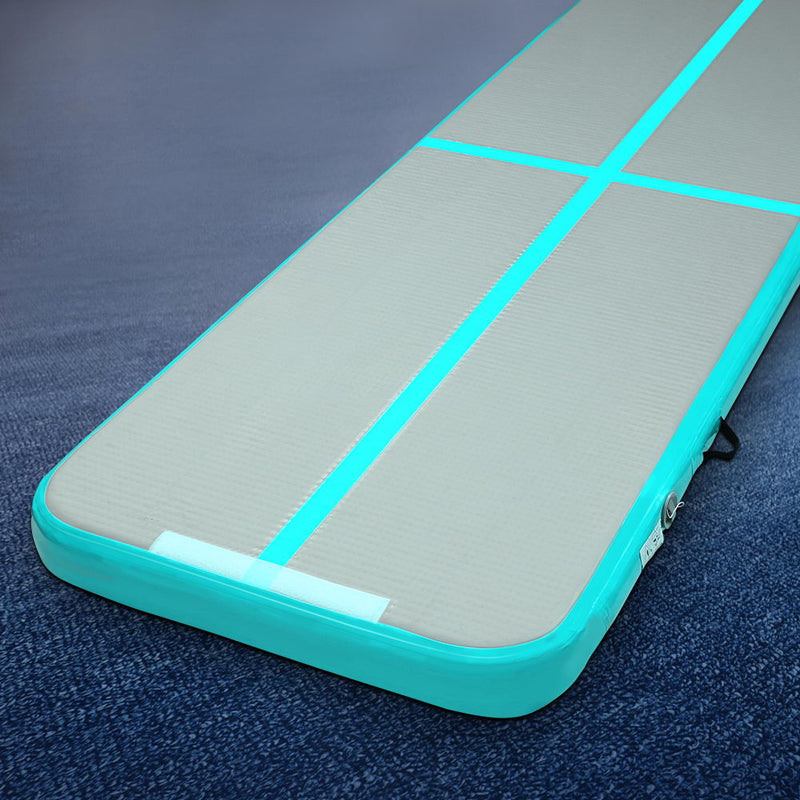 Everfit 3m x 1m Air Track Mat Gymnastic Tumbling Mint Green Grey