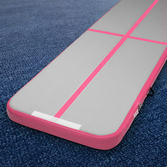 Everfit 3m x 1m Air Track Mat Gymnastics Tumbling Pink Grey