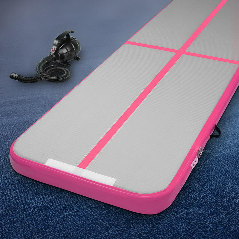 Everfit GoFun 3x1m Air Track Mat Inflatable Gymnastics Pink Pump