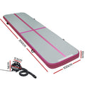 Everfit GoFun 3x1m Air Track Mat Inflatable Gymnastics Pink Pump
