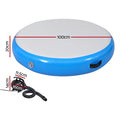 Everfit 1m Air Track Inflatable Gymnastics Tumbling Mat Round Blue Pump