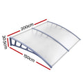 Instahut Window Door Awning 1.5mx2m Grey Frame Transparent Canopy