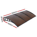 Instahut Awning 1.5x3m Brown Canopy Window Door Black Frame