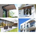 Instahut Awning 1.5x3m Brown Canopy Window Door Black Frame