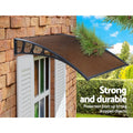 Instahut Awning 1.5x3m Brown Canopy Window Door Black Frame