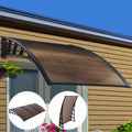 Instahut Awning 1.5x3m Brown Canopy Window Door Black Frame