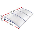 Instahut Window Door Awning 1.5x3m Grey Polycarbonate Canopy