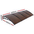 Instahut Window Door Awning 1.5x4m Brown Canopy Black Frame