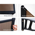 Instahut Window Door Awning 1.5x4m Brown Canopy Black Frame