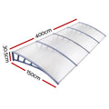 Instahut Awning 1.5x4m Transparent Grey Frame Window Door Canopy