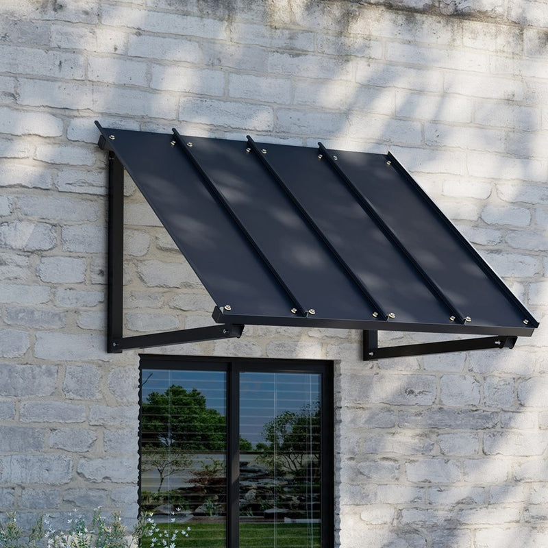 Instahut Window Door Awning Canopy 1mx1m Black Metal Frame