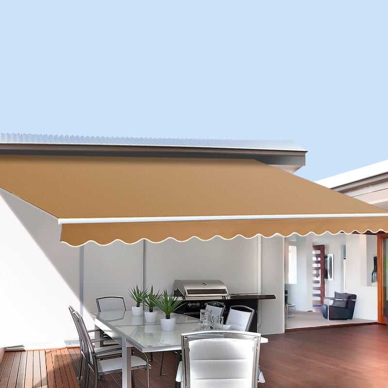 Instahut 2.5Mx2M Manual Retractable Arm Awning Sunshade Beige