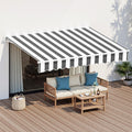 Instahut 2.5M Retractable Arm Awning Manual Grey White Sunshade