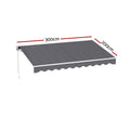 Instahut 3M x 2M Manual Retractable Folding Arm Awning Grey