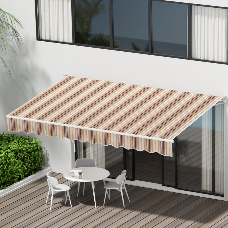 Instahut Manual Retractable Awning 3Mx2.5M Beige Brown Sunshade