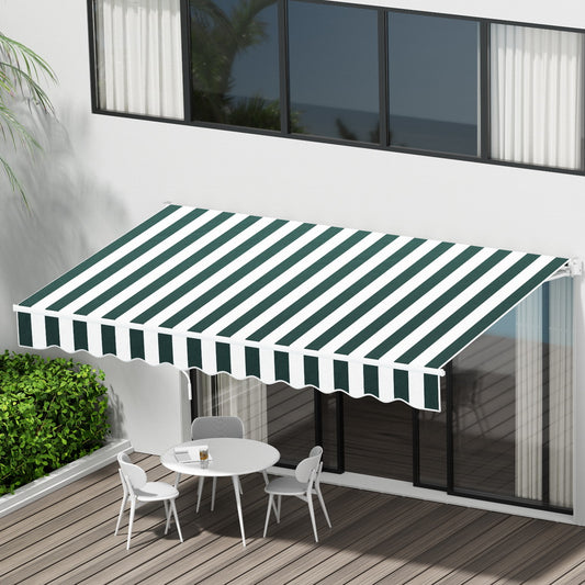 Instahut 3Mx2.5M Retractable Folding Arm Awning Manual Green White
