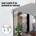 Instahut 3M Retractable Awning Manual Grey White Sunshade