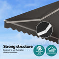 Instahut 3.5M x 2.5M Retractable Folding Arm Awning Manual Grey
