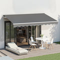 Instahut 3.5M x 2.5M Retractable Folding Arm Awning Manual Grey