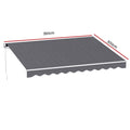 Instahut Retractable Folding Arm Awning Manual Sunshade 3.5M X 3M Grey