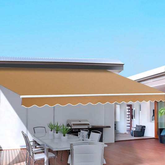 Instahut Retractable Awning 4M x 2.5M Manual Beige Sunshade
